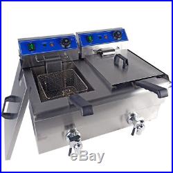 2x10L Electric Deep Fryers Stainless Steel Commercial Twin Tank Fat Chip Fryer