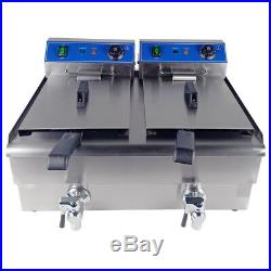 2x10L Electric Deep Fryers Stainless Steel Commercial Twin Tank Fat Chip Fryer