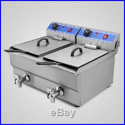 2x10L Stainless-Steel Commercial Twin Double Tank Electric Deep Fat Fryer Chip