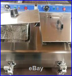 2x16L Commercial Stainless Steel Electric Deep Fryer Twin Double Tank Fat Chip