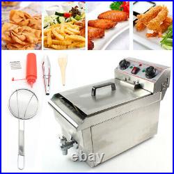 3000W Stainless Steel Commercial Deep Fryers Kitchen Electric Single Tank Fryer