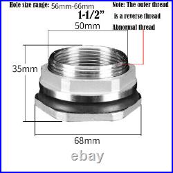 304 Stainless Steel Water Tank Connector Bulkhead Tank Fitting 1/2 to 1-1-2