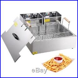 5000W 20L Commercial Electric Deep Fat Chip Fryer Large Tank Stainless Steel