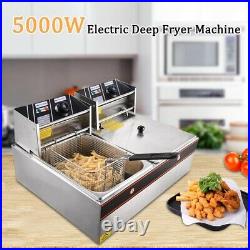 5000W 20L Commercial Electric Deep Fryer Twin Fat Chip Dual Tank Stainless Steel