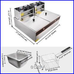 5000W 20L Commercial Electric Deep Fryer Twin Fat Chip Dual Tank Stainless Steel
