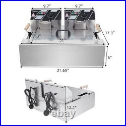 5000W 22L Commercial Electric Deep Fat Chip Fryer Large Tank Stainless Steel