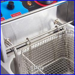 5.5KW Electric Deep Fryer Stainless Steel Griddle Plate Commercial Fat Chip Tank