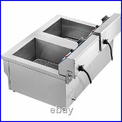 6000W 20L Electric Deep Chip Fryer 2 Tank French Fry Commercial Stainless Steel