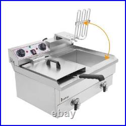 6000W 24L Commercial Electric Deep Chip Fryer 2 Tank French Fry Stainless Steel