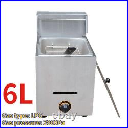6L Commercial Gas Catering Frying Tool Single Tank New Stainless Steel LPG Fryer