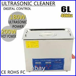 6L Digital Ultrasonic Cleaner Ultra Sonic Tank Bath Cleaning Heater Timer CE FCC