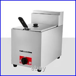 6L Gas LPG Catering Frying Tool Single Tank Stainless Steel Commercial Fryer