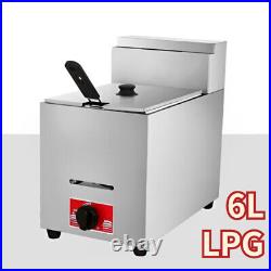 6L Gas LPG Stainless Steel Catering Frying New Tool Single Tank Commercial Fryer