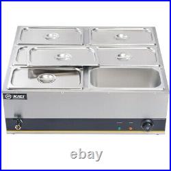 6-Tanks Electric Bain Marie Chafing Dish Commercial Use Food Buffet Warmer 1.6KW