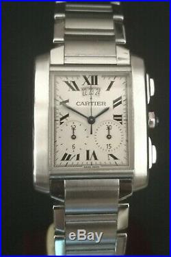 Authentic CARTIER Tank Francaise Chronograph Chrono Stainless Steel Watch 2653