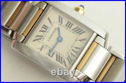 Authentic Cartier Tank Francaise 20mm Ladies Watch 18k Gold Stainless Steel 2384