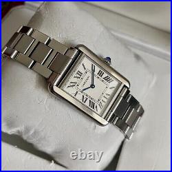 Authentic Cartier Tank Solo Steel 3170 Ladies Watch Box & Papers