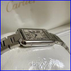 Authentic Cartier Tank Solo Steel 3170 Ladies Watch Box & Papers
