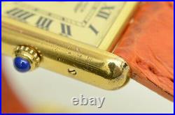 Authentic Cartier Tank Vermeil 22mm Watch 18k Gold Stainless Steel Quartz Clip