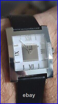 Boxed Mens DUNHILL DUNHILLION FACET Mirror Dial Stainless Steel Tank Wristwatch