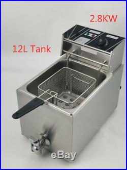 Brand New 12 Litre Commercial Electric Deep Fryer 1-Tank Fryer With Drain Taps