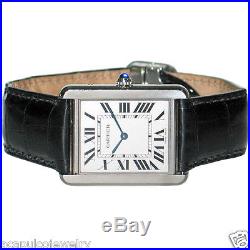 CARTIER 2715 Tank Solo Stainless Steel & Leather Strap Men's Watch Pre-Owned