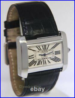 CARTIER Automatic Dress Tank Divan Watch XL New Leather Strap Paperwork & Boxed