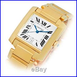 CARTIER Large 18K Yellow Gold Tank Francaise Automatic W50001R2 Box Warranty