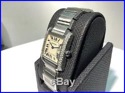 CARTIER Ref. 2465 Diamond TANK FRANCAISE 25mm Midsize S/S Watch with Date! BEAUTY