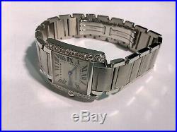 CARTIER Ref. 2465 Diamond TANK FRANCAISE 25mm Midsize S/S Watch with Date! BEAUTY