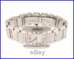 CARTIER STAINLESS STEEL 28mm AUTOMATIC TANK WATCH ROMAN NUMERAL DIAL REF# 2302