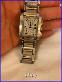 CARTIER TANK FRANCAISE 2302 AUTOMATIC, LARGE, STEEL AND GOLD, 28 mm X 32 mm IT53