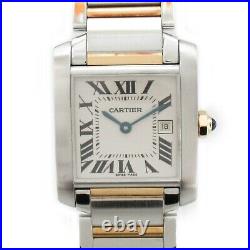 CARTIER TANK FRANCAISE Wrist Watch Quartz Stainless Steel K18 Yellow Gold Used