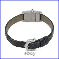 CARTIER Tank Americaine Wrist Watch WSTA0032 Quartz Stainless Steel Leather Belt