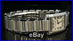 CARTIER Tank Francaise Ladies 2002 Stainless Steel 2384 with Papers Quartz