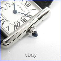 CARTIER Tank Must SM Watch WSTA0042 Silver Dial Quartz Stainless Steel Leather