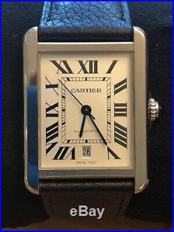 CARTIER Tank Solo XL WSTA0029 Automatic Leather Belt Men's Watch Great Cond