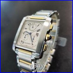 Cartier 18k Gold/SS Tank Francaise Swiss Made 2303 Chrono Large Mens Watch 4006