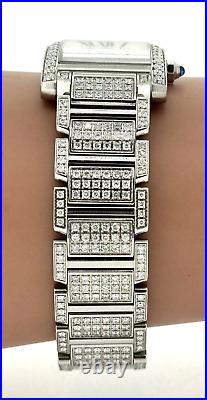 Cartier 20mm Tank Stainless Steel All DIAMOND Circa 2010 Model 2384