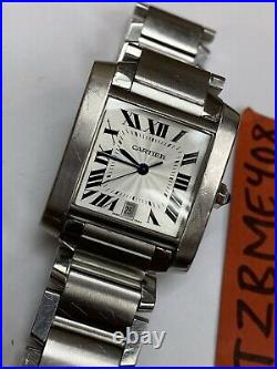 Cartier 2302 Tank Francaise Automatic Steel Date 28mm Swiss Watch