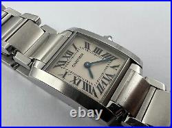 Cartier 2384 Tank Francaise Ladies All Stainless Steel Quartz Cal 057 20 mm
