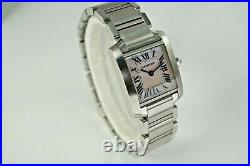 Cartier 2384 Tank Francaise Stainless Steel Pink Mother Of Pearl Dial C. 2000's