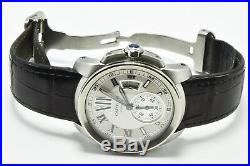 Cartier Calibre de Mans Watch Auto Leather W7100037 White Dial 42mm Box Paper