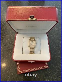 Cartier Gold Tank Francaise, Large Size- With Diamond Set Face And Bracelet