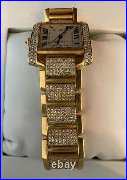 Cartier Gold Tank Francaise, Large Size- With Diamond Set Face And Bracelet