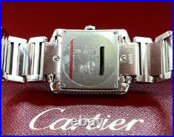 Cartier Ladies 25mm Tank Francaise Watch Fully Iced Out 7ct Stainless Steel 2301