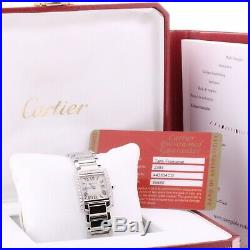 Cartier Ladies Tank Francaise 2384 with Box & Book Diamond Set 24 Brilliants