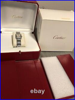 Cartier Ladies Watch Stainless Steel Tank With Original Box 2384 Swiss Made
