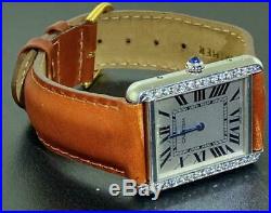 Cartier Mens Tank Solo 2715 Quartz Diamond Watch
