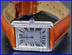 Cartier Mens Tank Solo 2715 Quartz Diamond Watch